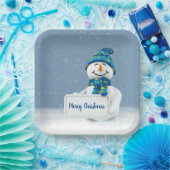 Weihnachtsschneemann mit Zeichen Pappteller (Party)