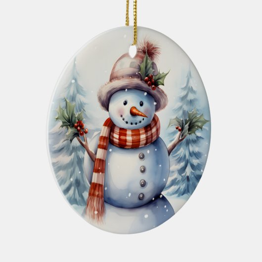 Weihnachtsschneemann - Nachricht Keramik Ornament (Rechts)