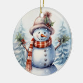 Weihnachtsschneemann - Nachricht Keramik Ornament (Links)