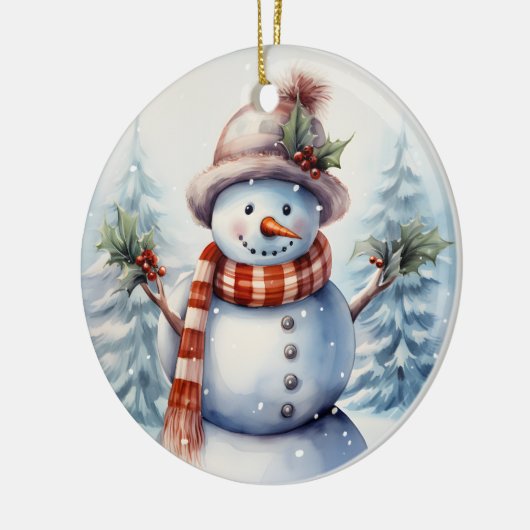 Weihnachtsschneemann - Nachricht Keramik Ornament (Links)