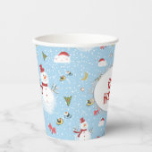 Weihnachtsschneemann Pappbecher (Vorderseite)