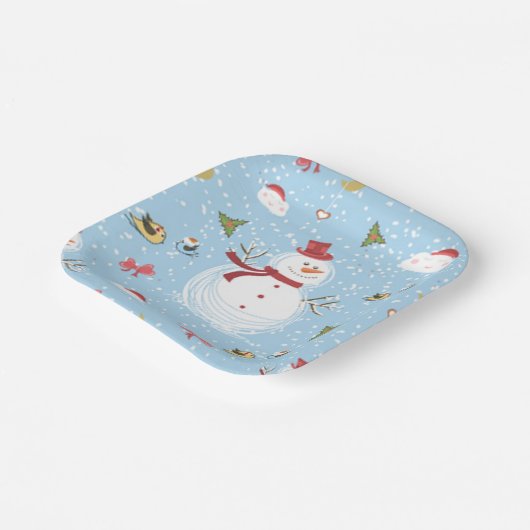 Weihnachtsschneemann Pappteller (Gewinkelt)