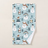 Weihnachtsschneemann, Pinguine und Bäume Badhandtuch Set (Handtuch)