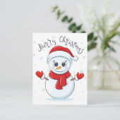 Weihnachtsschneemann Postkarte (Stehend Vorderseite)