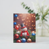 Weihnachtsschneemann Postkarte (Stehend Vorderseite)