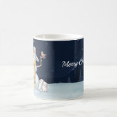 Weihnachtsschneemann Rabbit Bird Hat Wasserfarbenn Kaffeetasse (Mittel)