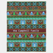 Weihnachtsschneemann Reindeer | Familienname Fleecedecke (Vorderseite)