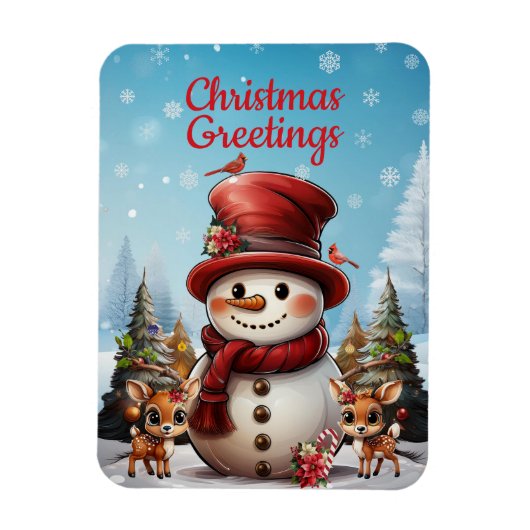 Weihnachtsschneemann, Reindeer Xmas Urlaub ☃️ 🦌 � Magnet (Vertikal)