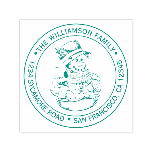 Weihnachtsschneemann Runde Rücksendeadresse Permastempel (Design)