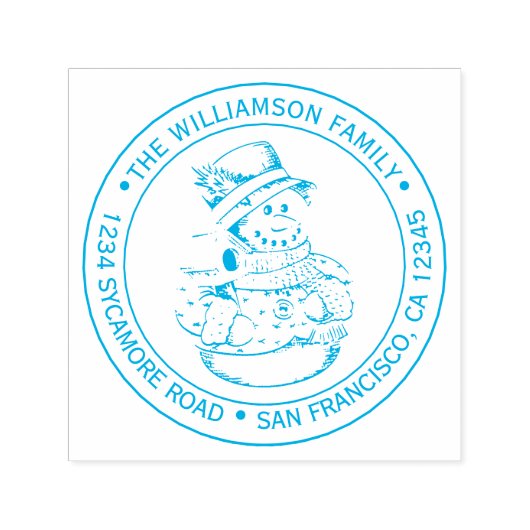 Weihnachtsschneemann Runde Rücksendeadresse Permastempel (Design)