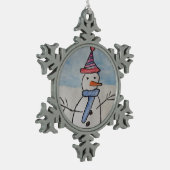 Weihnachtsschneemann Schneeflocken Zinn-Ornament (Links)