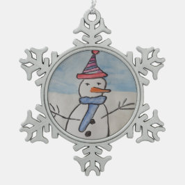 Weihnachtsschneemann Schneeflocken Zinn-Ornament