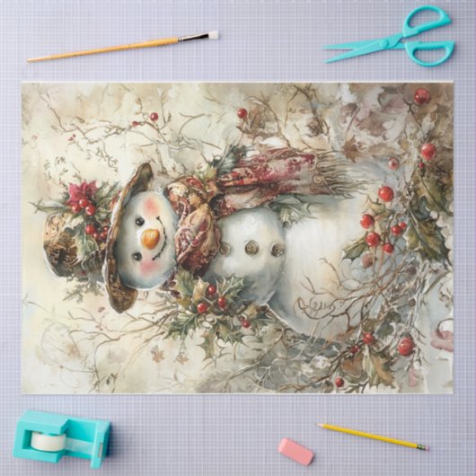 Weihnachtsschneemann Seidenpapier (Basteln)