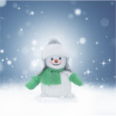 Weihnachtsschneemann SlipperyJoe grüner Schal m Aufkleber (Vorderseite)