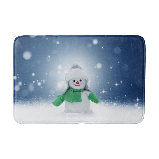 Weihnachtsschneemann SlipperyJoe grüner Schal m Badematte (Vorderseite)