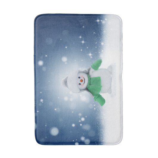 Weihnachtsschneemann SlipperyJoe grüner Schal m Badematte (Vorderseite Vertikal)