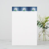 Weihnachtsschneemann SlipperyJoe grüner Schal m Briefpapier (Stehend Vorderseite)