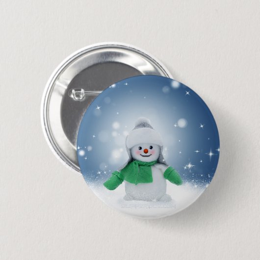 Weihnachtsschneemann SlipperyJoe grüner Schal m Button (Vorne & Hinten)