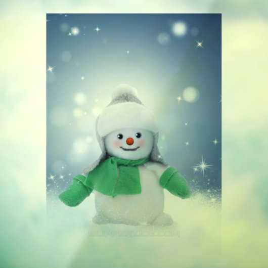 Weihnachtsschneemann SlipperyJoe grüner Schal m Fensteraufkleber (Blatt 3)