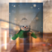 Weihnachtsschneemann SlipperyJoe grüner Schal m Fensteraufkleber (Blatt 2)