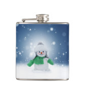 Weihnachtsschneemann SlipperyJoe grüner Schal m Flachmann (Vorderseite)