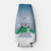 Weihnachtsschneemann SlipperyJoe grüner Schal m Flaschenkühler (Vorderseite)