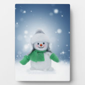 Weihnachtsschneemann SlipperyJoe grüner Schal m Fotoplatte (Vorderseite)