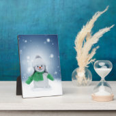 Weihnachtsschneemann SlipperyJoe grüner Schal m Fotoplatte (Seite)