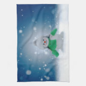 Weihnachtsschneemann SlipperyJoe grüner Schal m Geschirrtuch (Vertikal)