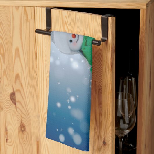 Weihnachtsschneemann SlipperyJoe grüner Schal m Geschirrtuch (Drittel gefaltet)