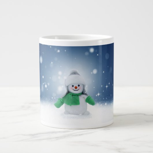 Weihnachtsschneemann SlipperyJoe grüner Schal m Jumbo-Tasse (Vorderseite)