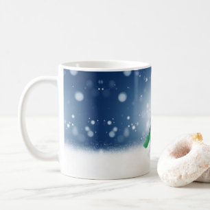 Weihnachtsschneemann SlipperyJoe grüner Schal m Kaffeetasse