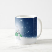 Weihnachtsschneemann SlipperyJoe grüner Schal m Kaffeetasse (VorderseiteRechts)