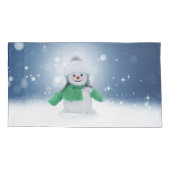 Weihnachtsschneemann SlipperyJoe grüner Schal m Kissenbezug (Rückseite)