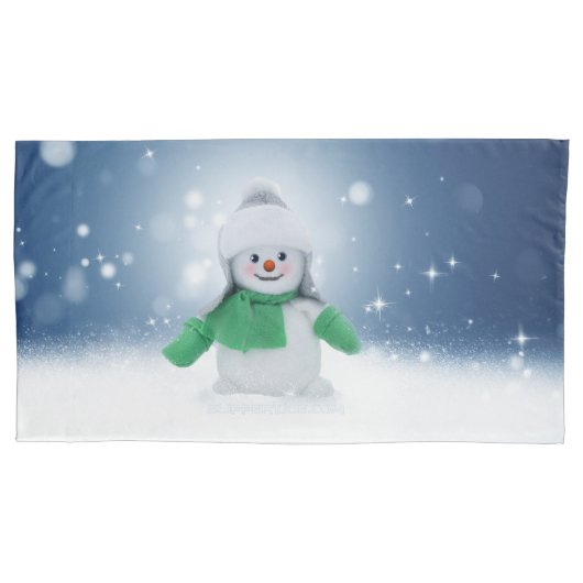 Weihnachtsschneemann SlipperyJoe grüner Schal m Kissenbezug (Vorderseite)