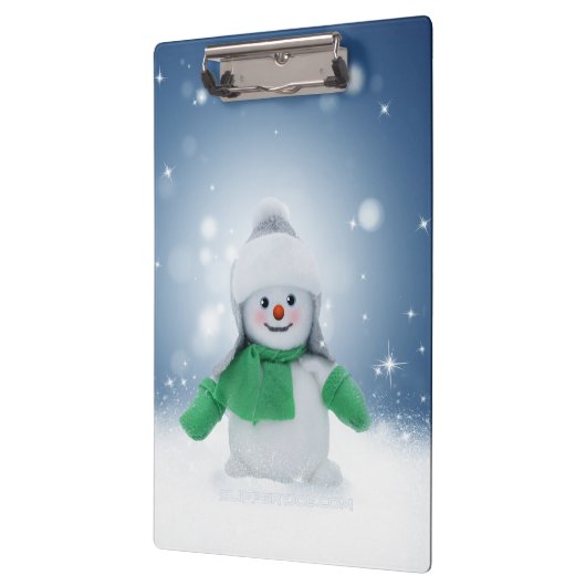 Weihnachtsschneemann SlipperyJoe grüner Schal m Klemmbrett (Links)