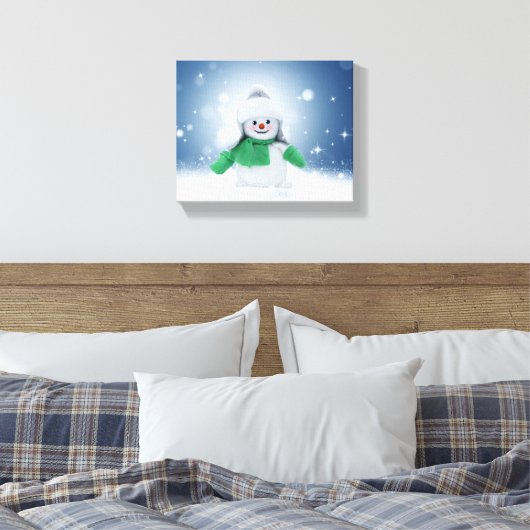 Weihnachtsschneemann SlipperyJoe grüner Schal m Leinwanddruck (Insitu (Schlafzimmer))