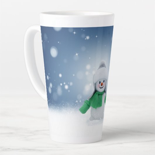 Weihnachtsschneemann SlipperyJoe grüner Schal m Milchtasse (Linke Ecke)