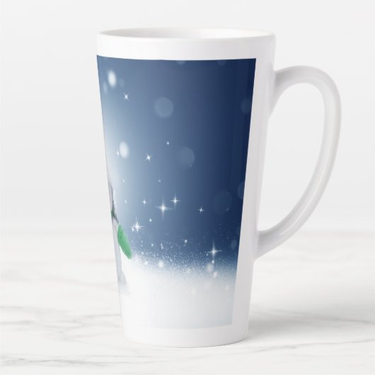 Weihnachtsschneemann SlipperyJoe grüner Schal m Milchtasse (Rechts)