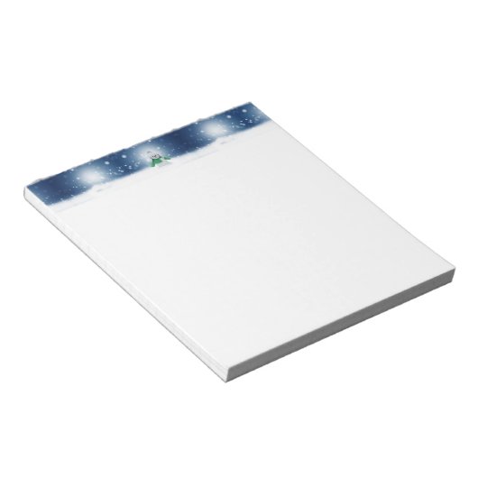 Weihnachtsschneemann SlipperyJoe grüner Schal m Notizblock (angewinkelt)