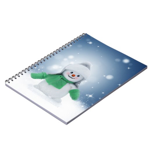 Weihnachtsschneemann SlipperyJoe grüner Schal m Notizblock (Linke Seite)