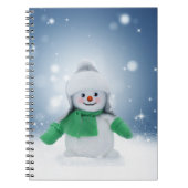 Weihnachtsschneemann SlipperyJoe grüner Schal m Notizblock (Vorderseite)