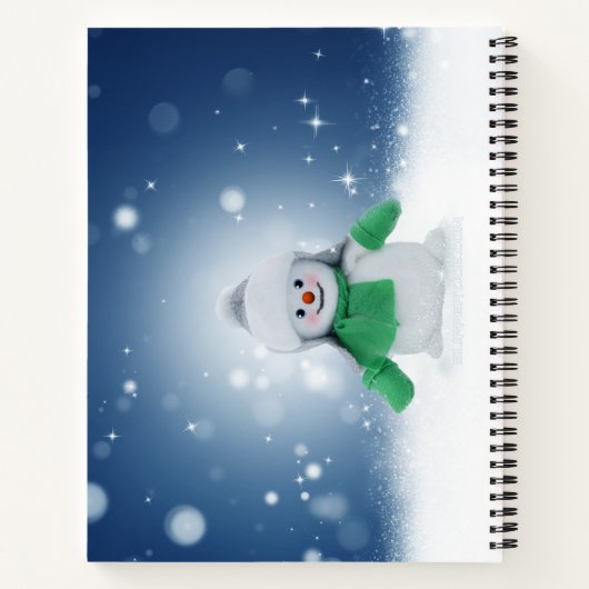 Weihnachtsschneemann SlipperyJoe grüner Schal m Notizblock (Rückseite)