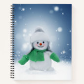 Weihnachtsschneemann SlipperyJoe grüner Schal m Notizblock (Vorderseite)