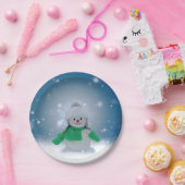 Weihnachtsschneemann SlipperyJoe grüner Schal m Pappteller (Party)