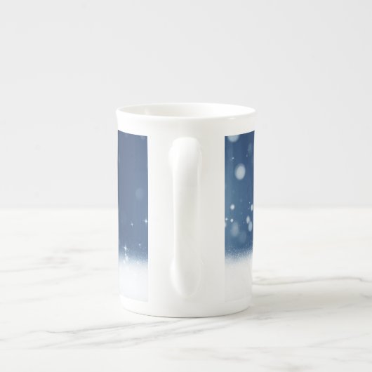 Weihnachtsschneemann SlipperyJoe grüner Schal m Porzellantasse (Rückseite)