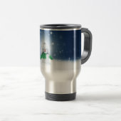 Weihnachtsschneemann SlipperyJoe grüner Schal m Reisebecher (VorderseiteRechts)