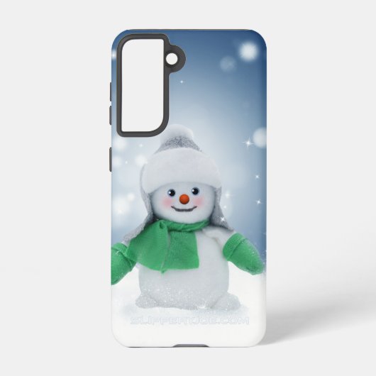 Weihnachtsschneemann SlipperyJoe grüner Schal m Samsung Galaxy Hülle (Rückseite)