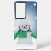 Weihnachtsschneemann SlipperyJoe grüner Schal m Samsung Galaxy Hülle (Rückseite)