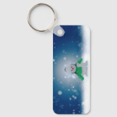 Weihnachtsschneemann SlipperyJoe grüner Schal m Schlüsselanhänger (Vorderseite)